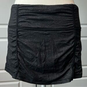 Athleta Black Sparkle Ruched Athletic Skirt Skort Shorts Built In Size M